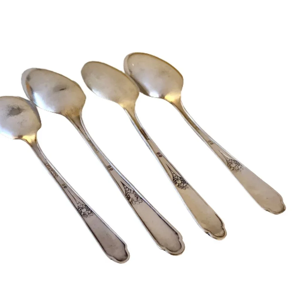 Wm Rogers MEMORY Hiawatha 1937 Silver Plate SPOONS Flatware Tsp + Tbsp + Sugar 9